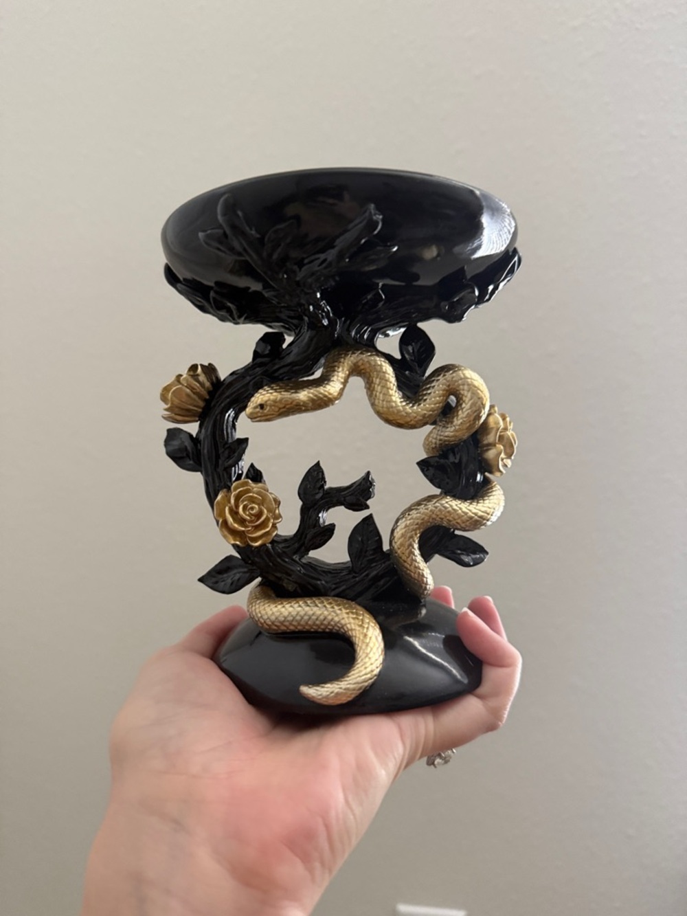 Bath & Body Works Black and Gold Snake Candle Holder